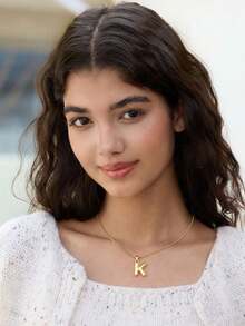 Hatastic 1件装 时尚创意优雅泡泡A-Z英文字母不锈钢项链 金色项链 女士日常休闲佩戴个性化项链 锁骨链 圣诞礼物 - 金黃色 - 查看 9