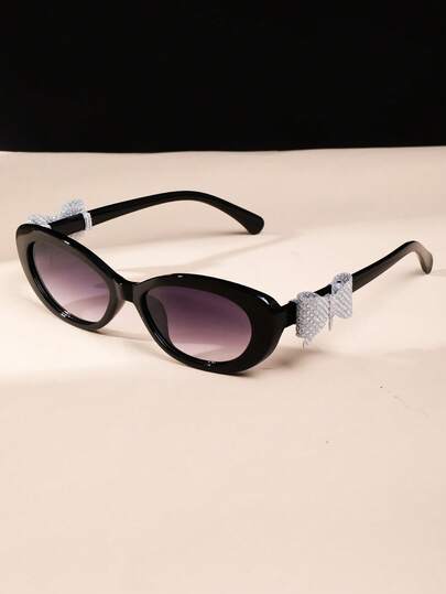 New Fashionable Small Frame Cat Eye Decorative Fashion Glasses, Versatile Personalized For Women And Men, Suitable For Parties, Gatherings, Street Style, Retro Bow Design, Daily, Beach, Hip-Hop, Chic High-End Glasses