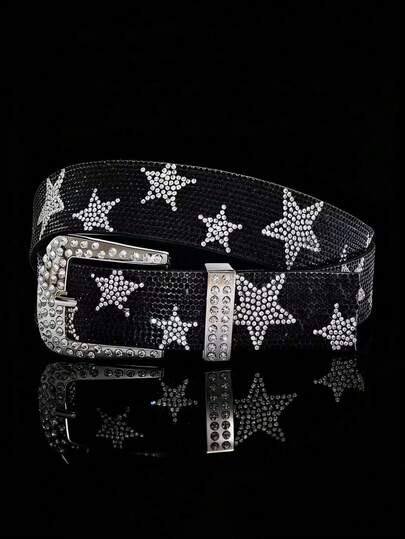 1pc Men's Multi-Color Glitter Star Element Street Hip Hop Punk Fashion Y2K Belt