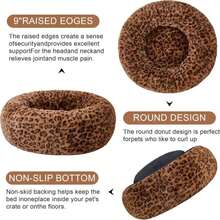 Dog Calming Beds For Small Medium Large Dogs - Round Donut Washable Puppy Dog Bed, Anti-Slip Faux Fur Fluffy Donut Cuddle Anxiety Cat Pet Bed (32" Leopard Print) - MàuF - Xem 4