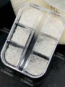 2盒1套美甲配件，半圆和全圆珍珠钢珠套装，美甲装饰配件，美甲用品 - 彩色 - 查看 3