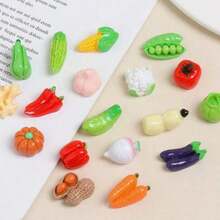 10件/30件/50件装植物树脂材料装饰套装，实用迷你蔬菜套装 - 手工树脂装饰品，适用于娃娃屋、迷你厨房DIY摆件、DIY模型屋配件、家居装饰及收藏桌面摆件，可爱小礼物，手工创意配件 - 彩色 - 查看 7