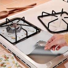 4 PCS Glass Fiber Gas Stove Burner Covers - Non-Stick Oil-Proof Reusable High-Temp Resistant Easy To Clean Cross-Border Kitchen Essential Student Dorm/Home Kitchen/Homestay Cooking/Rental Cleaning New Year/Mother's Day/Thanksgiving/Graduation Gift - Multicolor - View 2