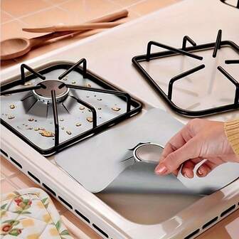 4 PCS Glass Fiber Gas Stove Burner Covers - Non-Stick Oil-Proof Reusable High-Temp Resistant Easy To Clean Cross-Border Kitchen Essential Student Dorm/Home Kitchen/Homestay Cooking/Rental Cleaning New Year/Mother's Day/Thanksgiving/Graduation Gift
