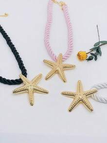 1件波西米亚风金属海洋沙滩海星吊坠项链，适合旅行、度假、街头风和日常佩戴
