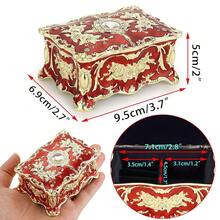 Hipiwe Vintage Jewelry Box, Small Enameled Trinket Box Organizer Rectangular Treasure Chest Box Jewelry Decorative Box Keepsake Gift Box Case For Women,3.7x 2.7x 2 Inch,Small,Red - Red - View 3