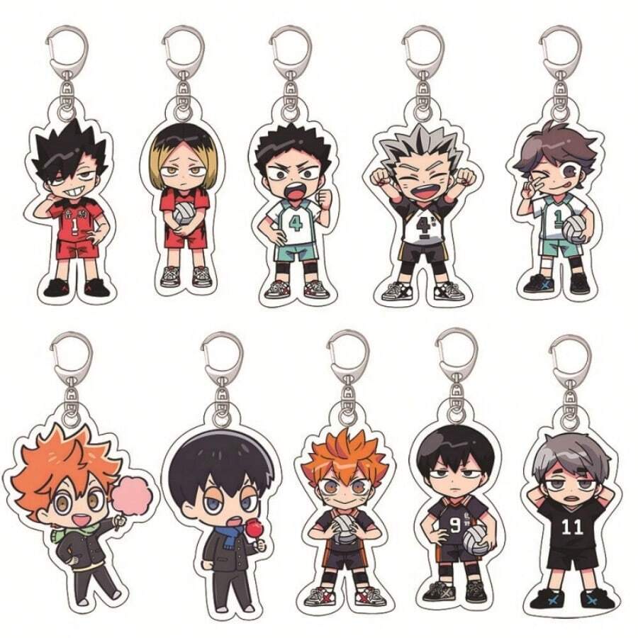 BOOMCOMIC 1pc/4pcs Cute Volleyball Team Character Acrylic Keychain - Hinata Shoyo, Kageyama Tobio, Tsukishima Kei, Sawamura Daichi, Sugawara Koushi, Cute Pendant, Unisex, Suitable For Backpacks, Keys, Car Decor, Fan Gifts, Y2K Fashion, Durable, Lightweight, Vivid, Double-Sided Printing, High-Definition Material, Creative Accessory, Everyday Use, Party Decor, Collection - Multicolor - View 1