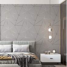 Grey Geometric Adhesive Wallpaper - Xám - Xem 15