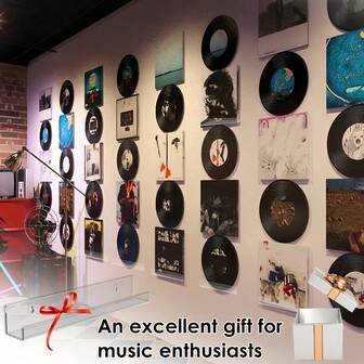 1 pieza Estantería acrílica para exhibir discos de vinilo, Estante negro para LP/CD, Soporte de pared para almacenar álbumes