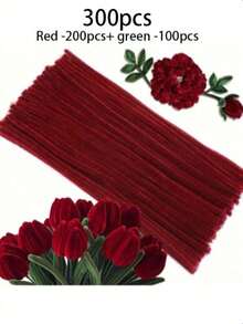 400/525pcs Floral Craft Supplies, Bulk Chenille Stems, Craft Set For DIY Flower Bouquet Packaging Party Decoration (Pink)