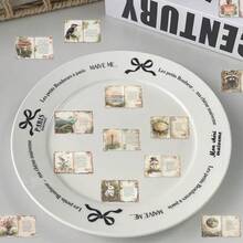 50张复古水彩日记风格贴纸，适用于行李箱、笔记本电脑、吉他、手机等，防水涂鸦透明PET材质 - 1 Set - 查看 10