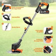 Cortacésped Eléctrico Inalámbrico, Cortacésped Eléctrico Portátil 3 en 1, Fácil de manejar,Hay varios accesorios disponibles,para Cortar el Césped y el Jardín,Apto tanto para uso doméstico como para uso en exteriores. - Negro - Ver 3