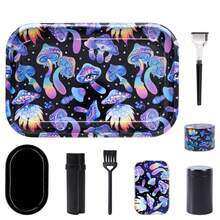8pcs,Rolling Tray Set,Metal Grinder, Metal Tobacco Tin, Metal Airtight Jar, Three-Hole Portable Storage Tube, Ashtray, Filler, And Small Brush, Stuff,Party Supplies,Gifts For Friends, Father's Day Gift. - Multicolor - View 9