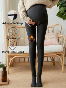 1条加厚保暖内衬紧身裤，简约百搭，配有可调节松紧带 - 彩色 - 查看 10