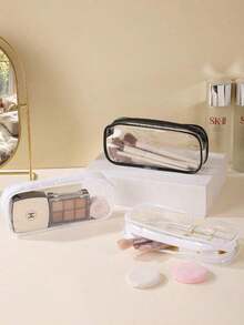 Portable Transparent Cosmetic Bag, Travel Toiletry Bag For Lipstick, Comb, Makeup, Brushes And Skincare Products, Makeup Bag, Cosmetic Pouch, Makeup Organizer,Pouch,Makeup Pouch,Travel Essential XAPG - 白色 - 查看 8