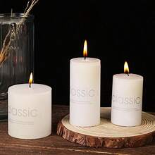 3pcs Classic European Style Ivory White Candles - White - View 3