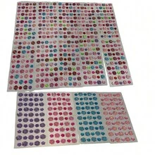 60pcs Colorful Synthetic Gem Stickers - 3D Shiny Self-Adhesive Reusable Decorative Stickers, Suitable For Decorating Phones, Laptops, Tablets, Birthday Gifts, Craft Materials, Assorted Colors, 3D Effect, Glossy Surface, DIY Projects, [Random Style With Color Difference] - Multicolor - View 12