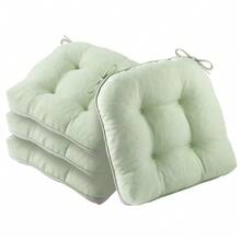 Sage Green Chair Cushions For Dining Chairs,Thick Seat Cushions For Kitchen Chairs With Non-Slip Backing,Waterproof Chair Seat Pads With Ties, 15.5"X15.5"X4" - 鼠尾草綠 - 查看 1