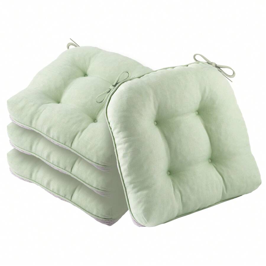 Sage Green Chair Cushions For Dining Chairs,Thick Seat Cushions For Kitchen Chairs With Non-Slip Backing,Waterproof Chair Seat Pads With Ties, 15.5"X15.5"X4" - 鼠尾草綠 - 查看 1