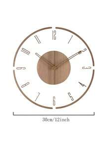 1 Pc, Transparent Acrylic Wall Clock, Creative Wooden Hollow Pointer Clock,Silent Wall Clock, No Ticking, Living Room, Bedroom, Kitchen, Office, Home Decoration Wall Clock. Christmas Present, New Year Present. - Wood Color - View 3