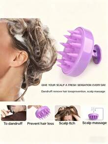 1pc Silicone Scalp Massage Brush, Hair Washing Brush, Shower Brush, Hair Care Tool - Pink - View 3