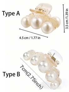 Faux Pearl Hair Claw Clip, Suitable For Side Bangs And Back Of Head, Hair Clip, Hair Accessory, Fits For School, College, Daily, Party, Wedding, Formal Occasions, All Seasons, Essential Hair Decor For Women's Holiday And Party Outfits, Also A Great Valentine's Day Gift For Girls - Multicolor - View 10
