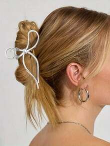 1包11.5厘米镂空蝴蝶结丝带金属发夹，适合日常佩戴、夏季外出、沙滩度假等场合。 - 彩色 - 查看 3