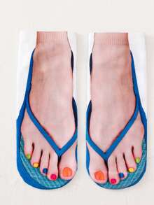 1/4 Pair 3D Flip Flop Socks, Funny & Unique Unisex Ankle Socks, Women Knee High Socks - Multicolor - View 10