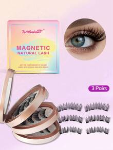 Waloshow 3 Pairs/Set CC Curled Natural Look Reusable Magnetic Eyelashes, Comes With Professional Applicator, No Glue Needed, Easy To Apply And Remove, Creates Natural Makeup Look, 3D Natural Spiky Cartoon Style False Eyelashes, Fluffy And Soft, Strip Eyelashes - Natural Lashes - View 18