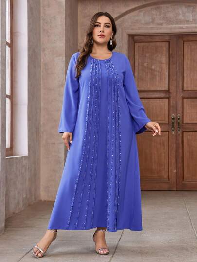 2025款优雅通勤串珠装饰阿拉伯风格连衣裙