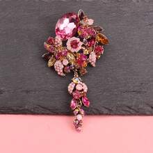 Flower-Grade Linked Brooch - Fibonacci Gemstone Matrix And Pink Gemstone Core With Dopamine Drip Luxury - A - View 2