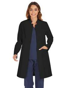 Laboratory Coat / Scrub Uniform Jacket With Multiple Pockets Black Spring - Black - View 1