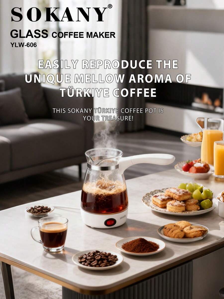 SOKANY 电动土耳其咖啡壶 | 500毫升 - 600瓦 | 适用于制作土耳其咖啡、热水、茶 | 可制作热水、牛奶、咖啡 - 美規A型插(110-127V) - 查看 1