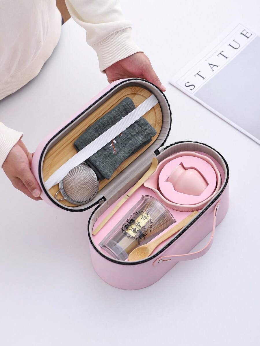 9件套便携式抹茶入门套装，抹茶搅拌器套装，抹茶冲泡套装，抹茶礼品套装（包含抹茶碗、竹制抹茶搅拌器、茶匙、搅拌器架、抹茶筛、茶杯、茶垫、茶盘），返乡礼物