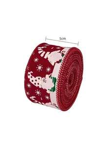 1pc New Santa Claus Head Woven Ribbon, Faux Linen Satin Ribbon, Edged Christmas Tree Decor Bow Pendant - Multicolor - View 9