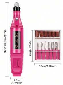 Coscelia Amoladora de uñas eléctrica, Mini amoladora de uñas USB con 6 brocas y 6 bandas de lijado, lima de uñas rosa y negra, amoladora de uñas de acrílico y gel, quitacallos, apta para uso doméstico o salón - Multicolor - Ver 7