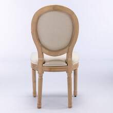 French-Style Dining Chair, Solid Wood Frame With Antique Finish, Linen Fabric Back – Set Of 2, Beige, Reference DE1845BG. Detailed Explanation Of Adaptations. - Beige + Linen - View 9