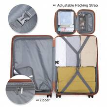 Lightweight 2 Piece Cabin Suitcase Set 20 Inch Carry On Luggage With Vanity Case ABS PC Hard Shell Spinner Wheels TSA Lock YKK Zipper For Travel - Milky - View 11