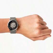 Fossil Neutra 男士自动机械表 - 米色表盘深棕色皮表带日常礼物 ME3185 - 黑色 - 查看 2