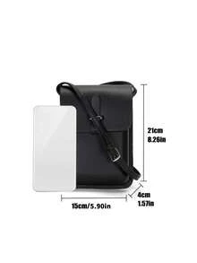 Mini Square Minimalist Soft Crossbody Bag, Solid Color Phone Pouch, Daily Wear Shoulder/Crossbody Small Square Bag, Water-Resistant PU Leather Small Purse, Christmas/Valentine's Day Gift Festival Valentine'S Day - Black - View 3