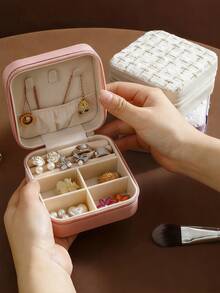 旅行首饰盒迷你首饰收纳展示盒旅行首饰拉链盒耳环项链戒指便携式首饰盒皮革收纳首饰盒女士礼物女孩礼物女朋友礼物返校书包旅行必备旅行收纳包海滩夏季度假 - 多色 - 查看 5