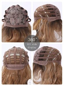 SMILCO 14Inch Honey Brown To Blonde Balayage Water Wave Bob With Air Bangs, Sweet & Energetic Idol Vibes, Perfect For Stage-Inspired Looks - 棕金漸層挑染 - 查看 6