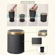 EZIFY 3.17-Gallon Narrow Trash Can (1-Pack) - Durable Plastic, Push-Latch Sealed (Matte Black) | Holiday Home/Office Odor-Control Bin - 奶油白 - 查看 6