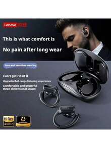 Lenovo XT80 Wireless Bluetooth Headphones Have Good Sound Quality, Long Battery Life, And Long-Term Hanging In-Ear Earbuds Are Painless And Noise-Reducing - Black - View 2
