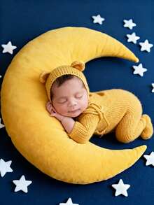 Newborn Moon Pillow, Baby Photography Props For Milestone Shoots, Infant Moon Pillow Cushion, Professional Newborn Photography Props/Baby Bed Soothing Mat - 彩色 - 查看 3
