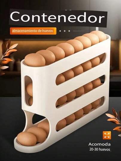 Este estante deslizante para huevos de gran capacidad y cuatro niveles (paquete de 1/3) presenta un diseño deslizante automático y una estructura compacta. Es perfecto para colocarlo en encimeras, armarios, puertas laterales de refrigeradores, cajas de almacenamiento, estantes y gabinetes de cocina. Además, es ideal para guardar utensilios de cocina, artículos del refrigerador, recipientes para refrigerios, frascos de especias, huevos y fruta.