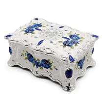 Hipiwe Vintage Trinket Box Metal Jewelry Box Wedding Ring Box Keepsake Box Treasure Box Chest Ornate Antique Finish Engraved Box Case Small,Small,Silverywhite - 銀白色 - 查看 1