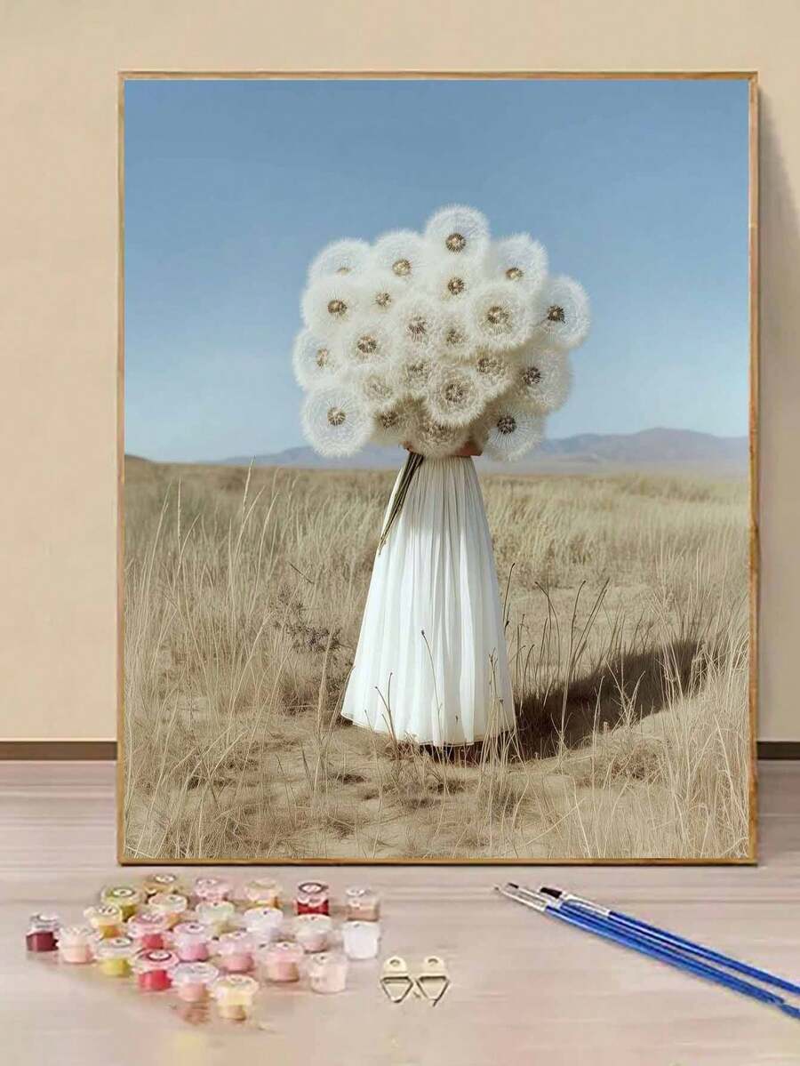 Dandelion Art Personalized DIY Paint By Numbers Kit Set, Adult Craft, Art Oil Painting Set Frameless, For Bedroom Decor & Art Wall Decor, Easy & Fun, No Painting Skills Needed, Halloween Christmas Gift 40*50CM - 彩色 - 查看 1