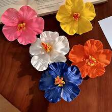 5pcs/1pc Women's Hair Clips In Pink, Yellow, White, Orange, And Blue Tie-Dye Faux Flowers – Fashionable, Versatile, High-End, Elegant, Simple, Minimalist Solid Color Side Clips. Suitable For Daily Wear, Casual Outings, Parties, Commuting, Vacations, Hair Tying, Ponytails, Updos, Washing Face, Bathing, Makeup, And Coordinating With Outfits As Accessories And Hair Ornaments., Claw Clips, Hair Slide, Hair Barrettes, Valentines Accessories, Head Accessories - Multicolor - View 2