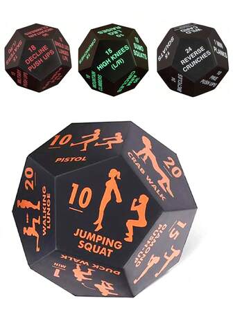 12面励志健身骰子，运动滚轮 - 有趣的健身配件，适用于家庭健身、有氧运动、瑜伽 - 也适用于健身房、健身课程